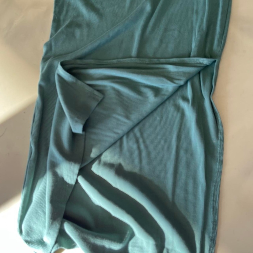 Green One Shoulder Long Sleeve Cutout Slit Dress Going Out Sexy Sz M - Picture 4 of 5